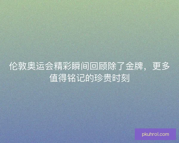 伦敦奥运会精彩瞬间回顾除了金牌，更多值得铭记的珍贵时刻